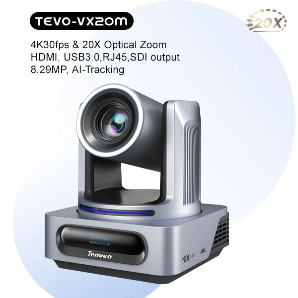 دوربین کنفرانس ویدئویی کنفرانس PTZ جدید ردیابی خودکار Tenveo VX20M-4K 20X با زوم اپتیکال